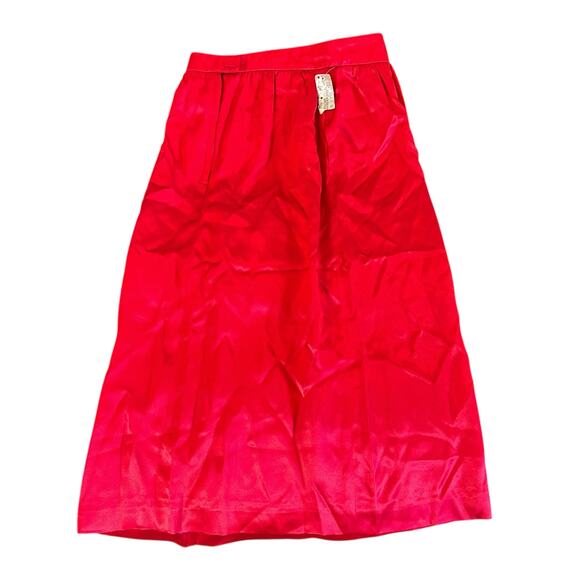 Vintage 80s Midi Skirt 24" Waist Glam Feminine Hot Pink Barbiecore Career Party - Picture 1 of 4
